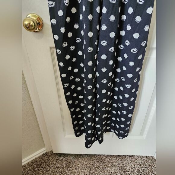 Boohoo Black & White Polka Dot Print Wrap Style Baggy Wide Leg Jumpsuit S - Picture 2 of 10